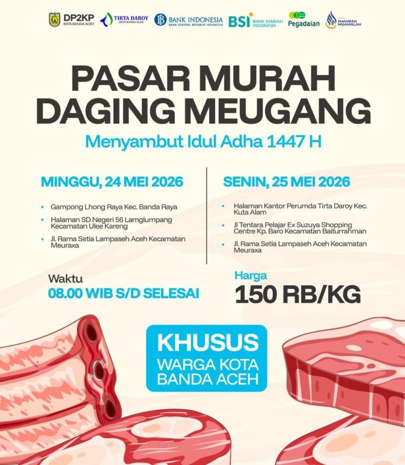 Menyambut Idul Adha, Pemko Banda Aceh Hadirkan Pasar Murah Daging Meugang di Lhong Raya